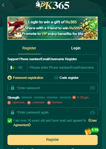 PK365 game download, login or registration to unlock new earning features 