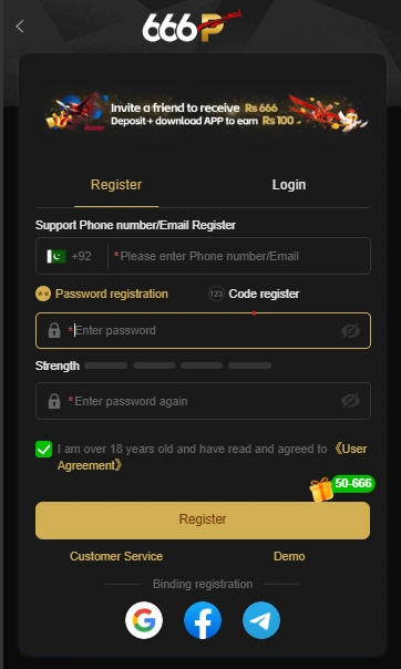 Fill registration details on 666P Game app to start playing and earn Rs 666 instantly
